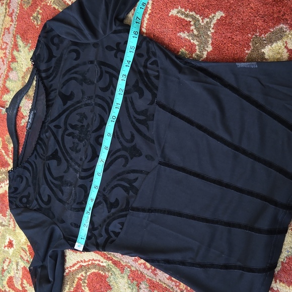 Devil Fashion Gothic Damask black sheer & velvet long sleeve top - Picture 8 of 12